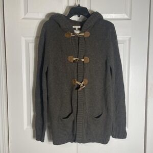 Massimo Dutti Sweater Women XL Brown Wool‎ Cashmere Toggle Hooded Cardigan